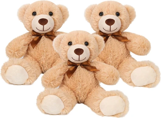 Teddy Bears Bulk 3 Packs, Teddy Bear Stuffed Animal Plush Toy, 13.7 Inches Bear Stuffed for Wedding, Christmas, Valentine’s Day, Birthday, Light Brown