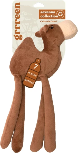 Savanna Collection Dog Toys - Jumbo Sized Calvin The Camel - Cute, Durable, & Sustainable Plush Chew Toys for Dogs 50 lbs & up - Eco Friendly & 100% Recycled Materials